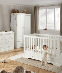 Mamas & Papas Oxford Furniture Range "White" Cot Bed, Dresser and Wardrobe